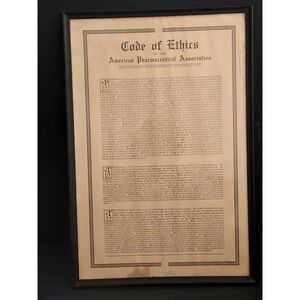 Vintage American Pharmaceutical Assocation Code of Ethics adopted Aug 17, 1922
